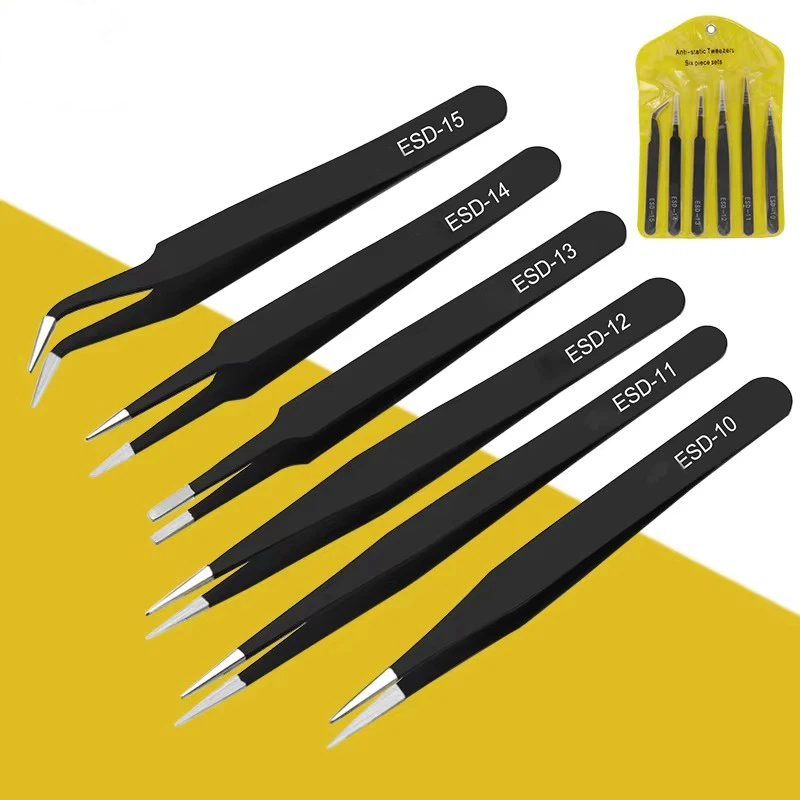 Model Kit Nipper - 6pcs anti-static stainless steel tweezers set