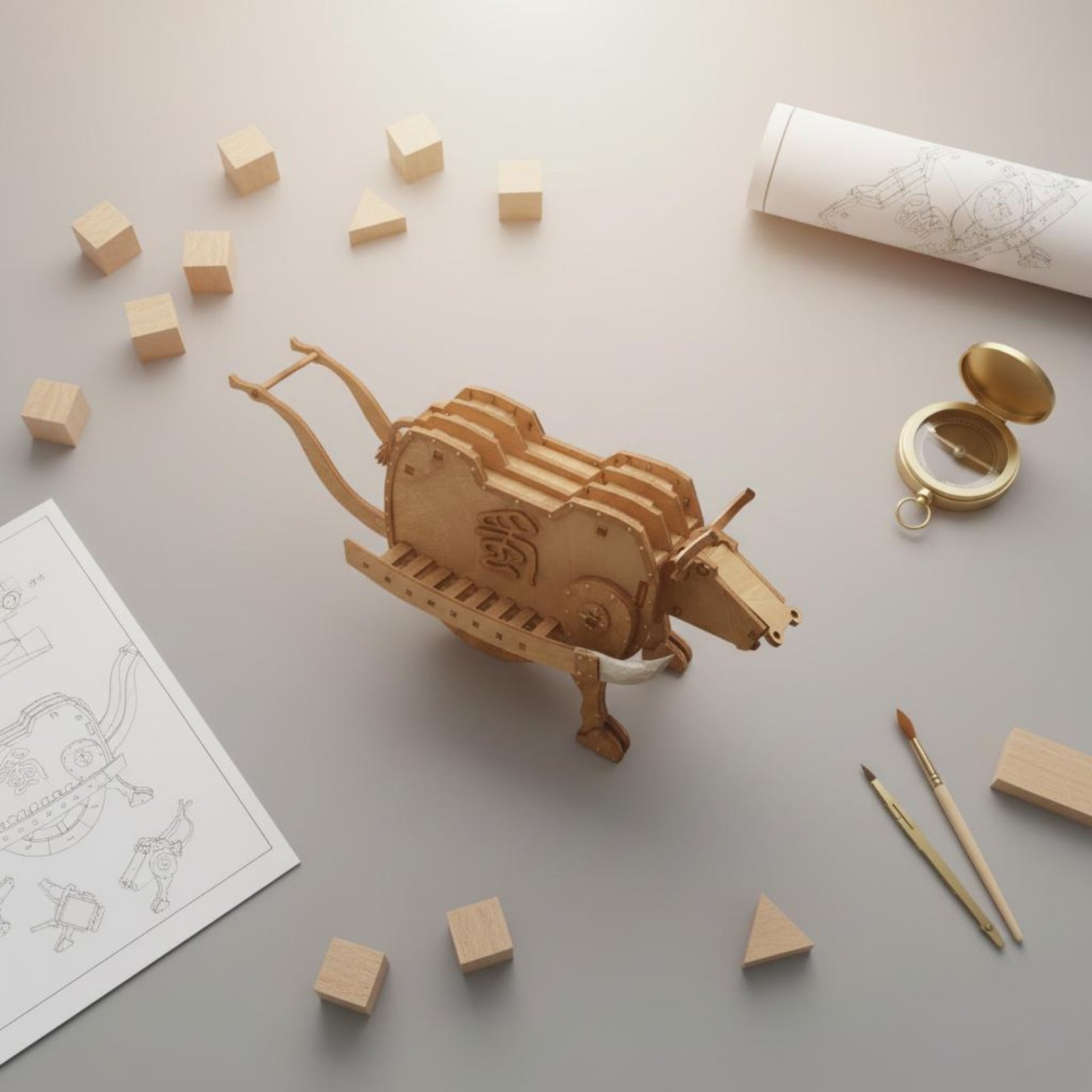 Zhuge Liang Wooden Ox Assembly - огляд і ціна Model Kit Wood