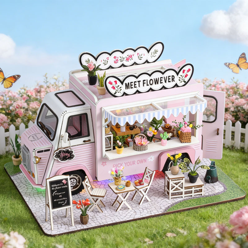 DIY Flower Truck Dollhouse Kit - огляд і ціна Model Kit Wood